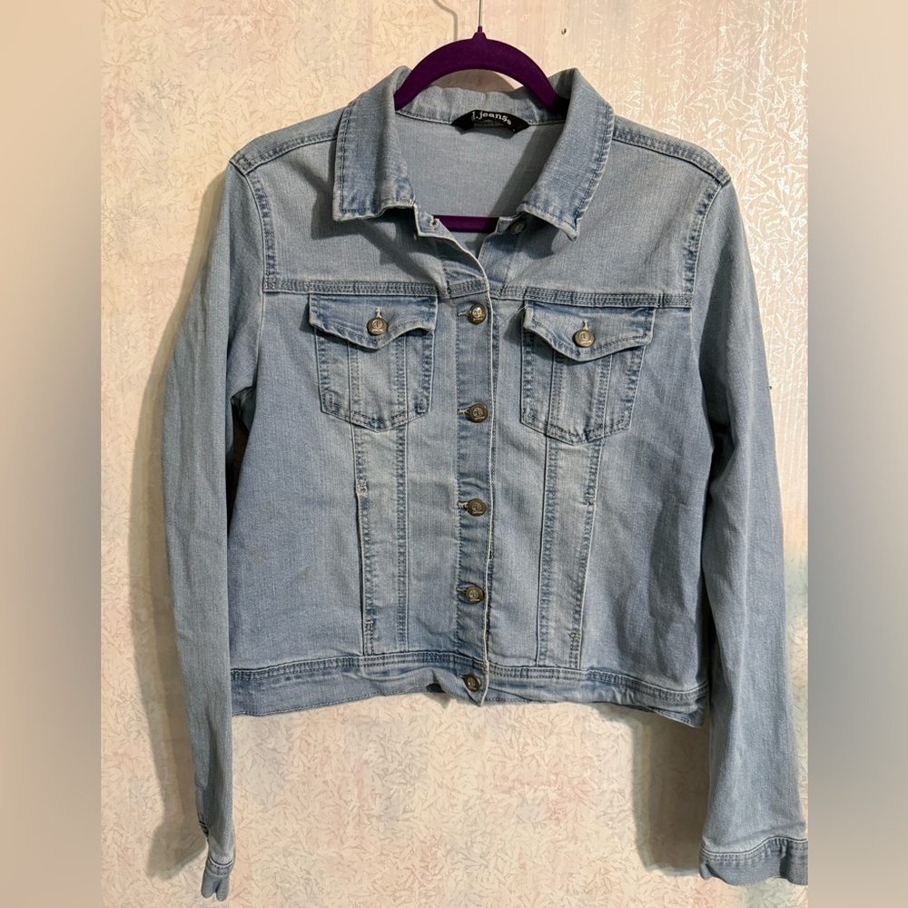 d. jeans Light Blue Trucker, Western Summer Evening Denim Jacket, Cotton Blend L